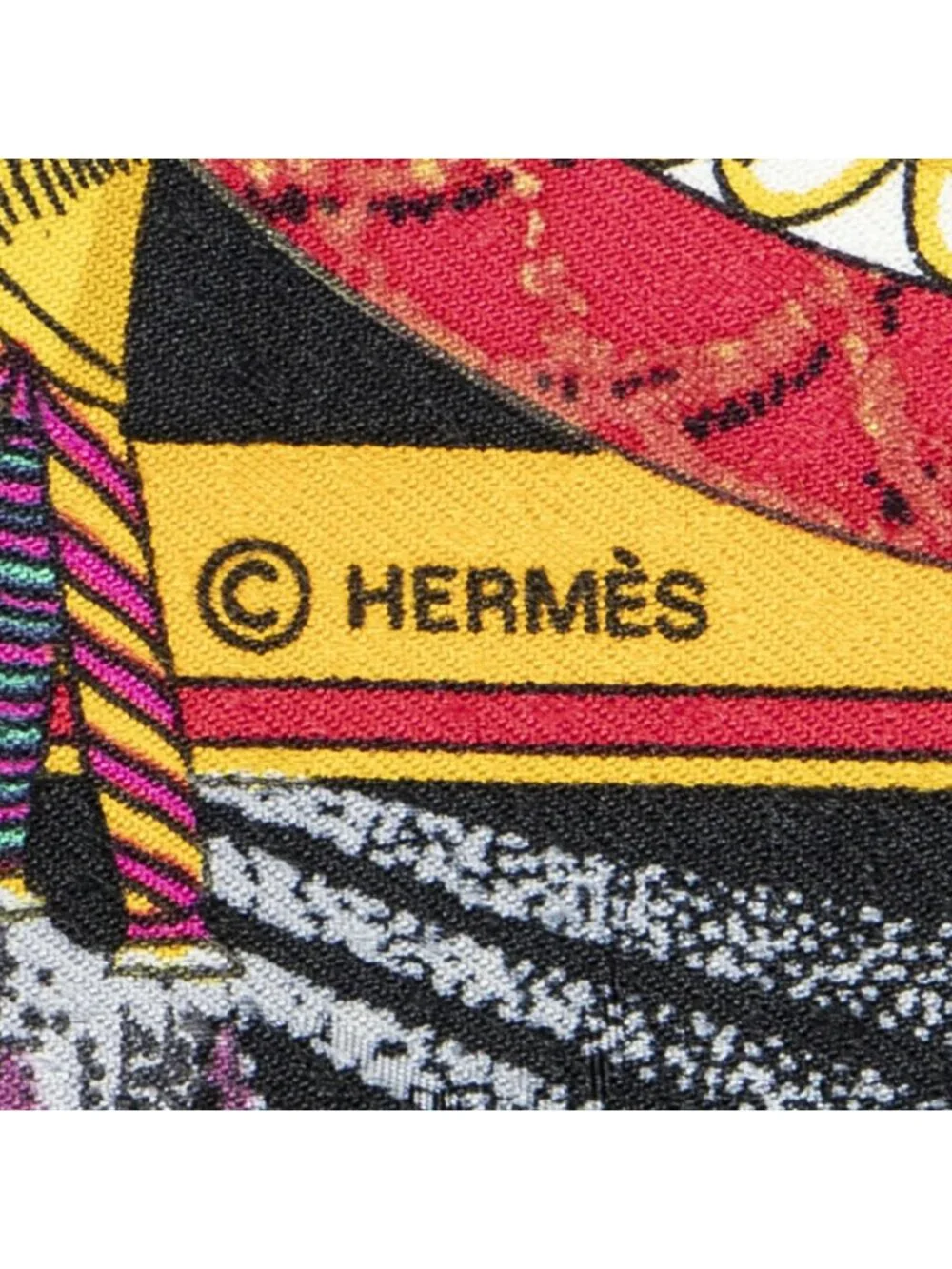 Hermes Scarf Black Red Green 100% Jacquard Silk